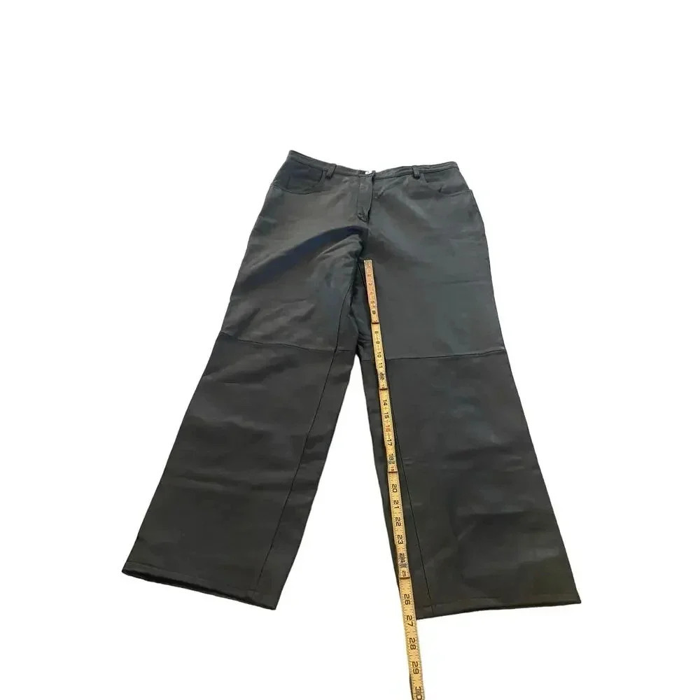 Carole Little Black 100% Genuine Leather Fully Lined Pants Size 14